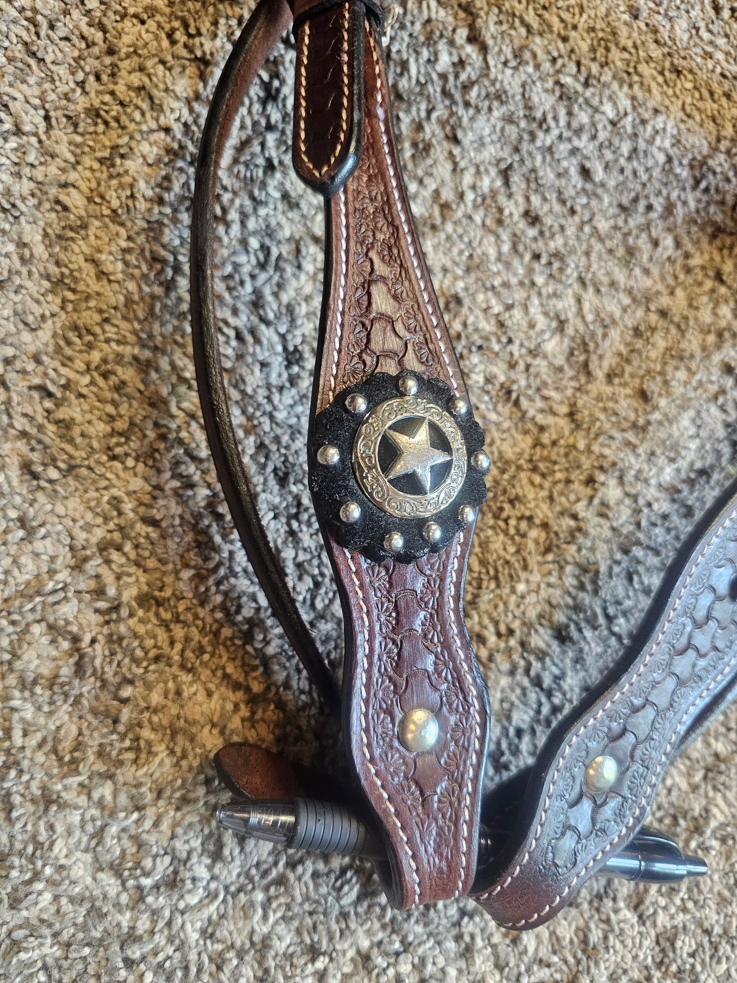 Western Browband Headstall with conchos used