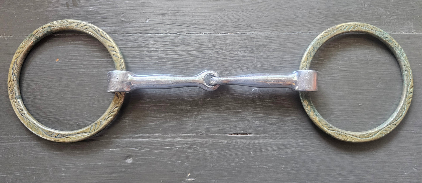 5" engraved brass loose ring snaffle