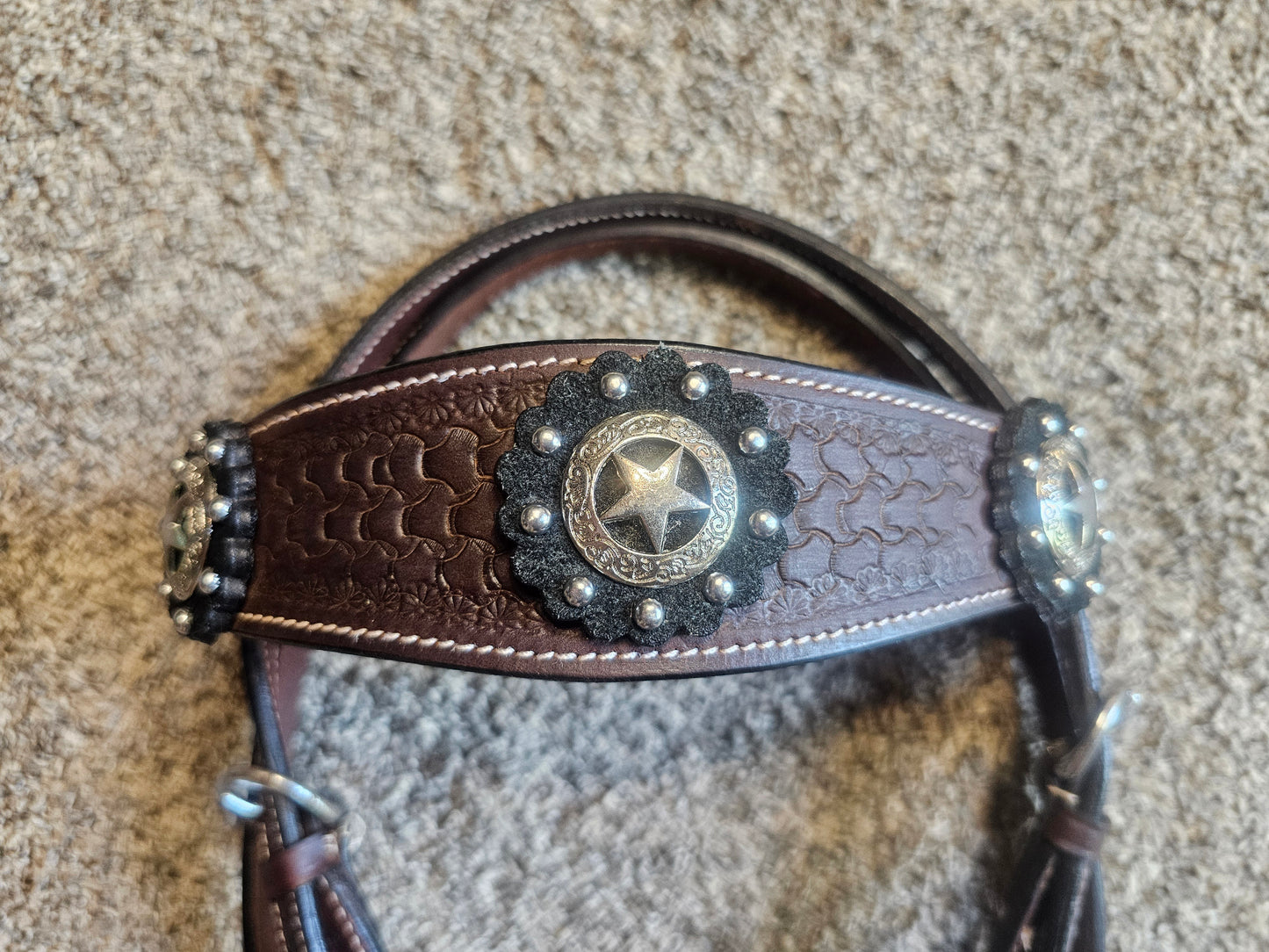 Western Browband Headstall with conchos used