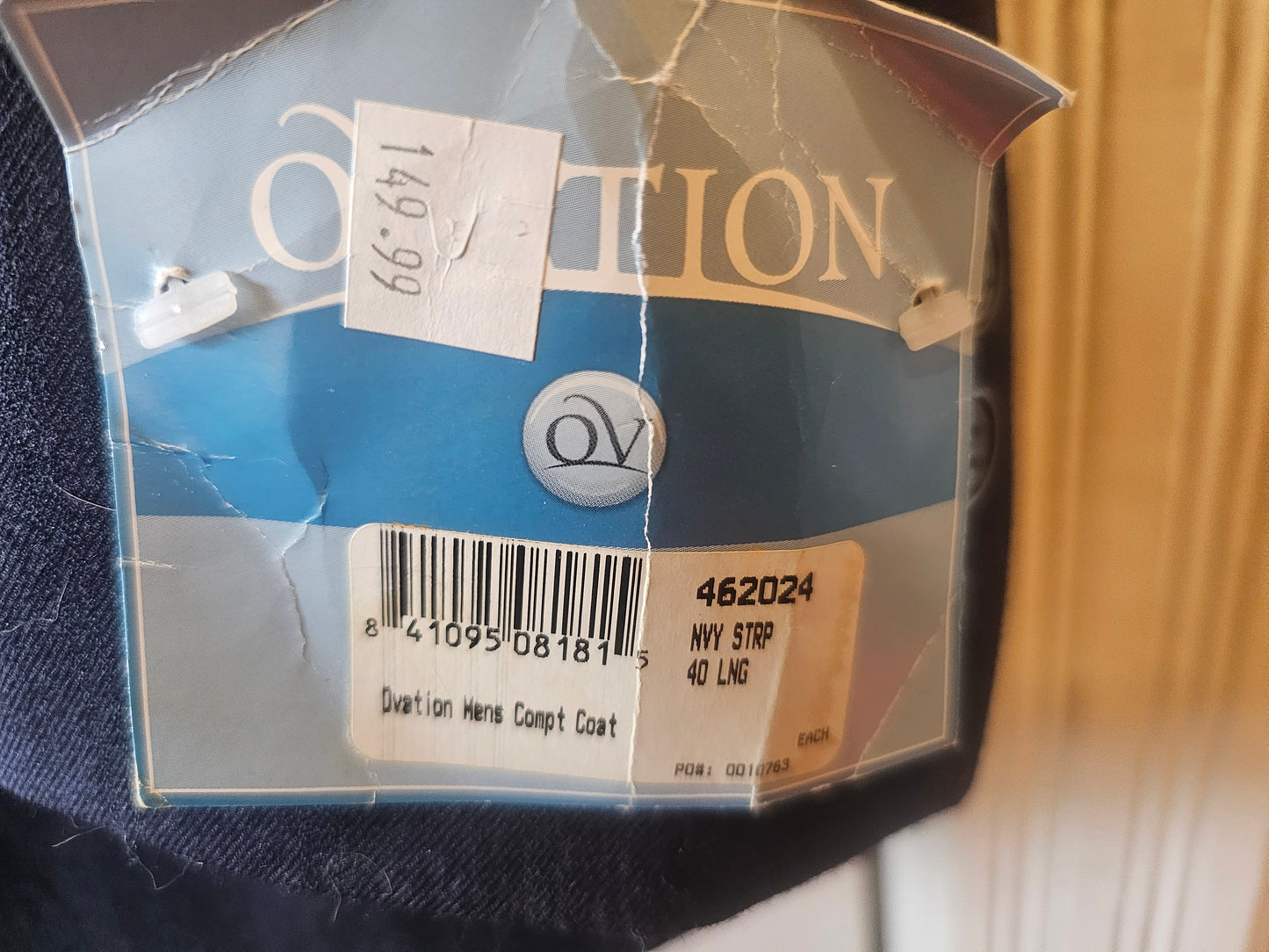 Ovation Men's Show Coat size 40 Navy Stripes