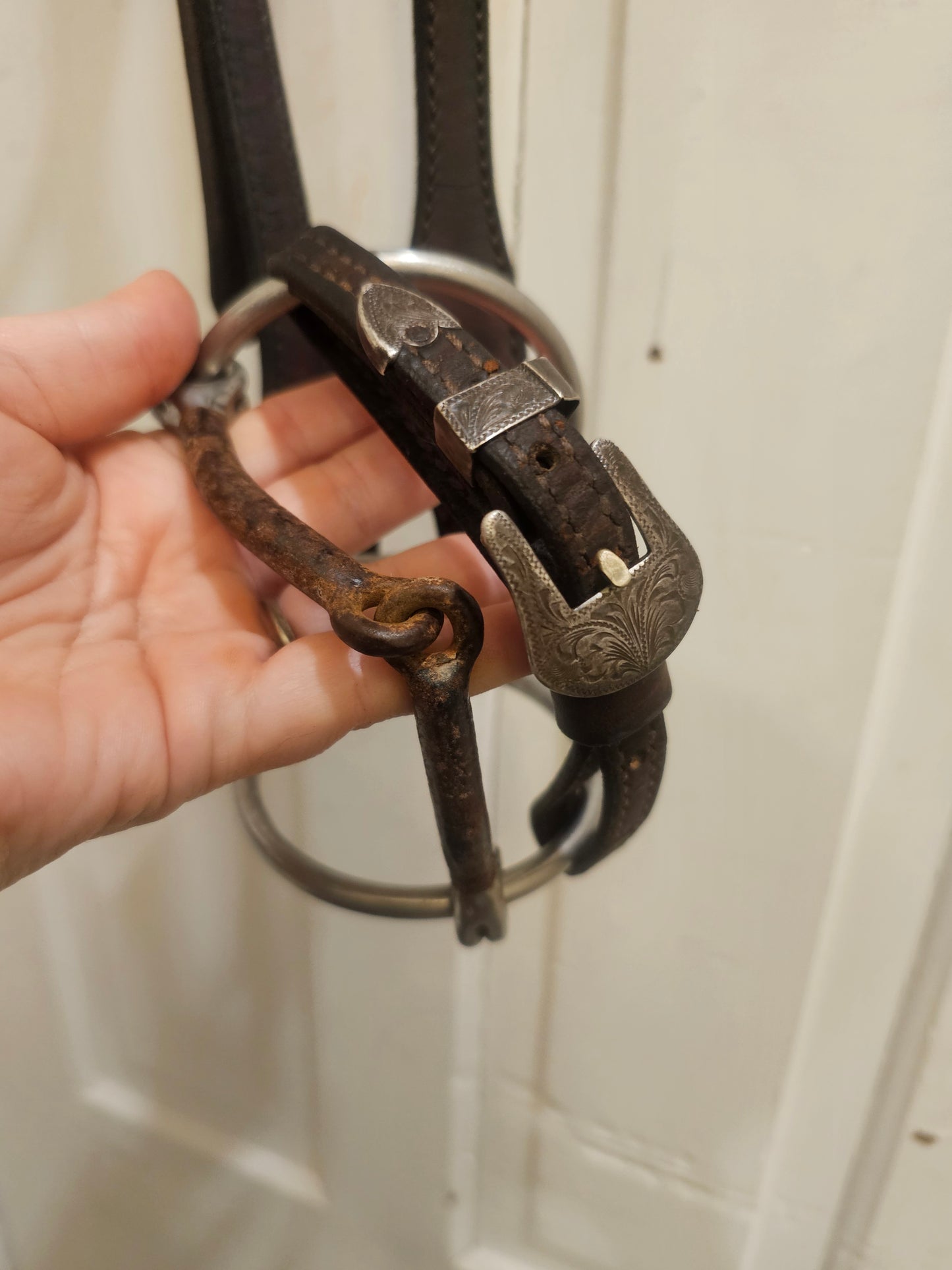 Western one ear bridle with snaffle used