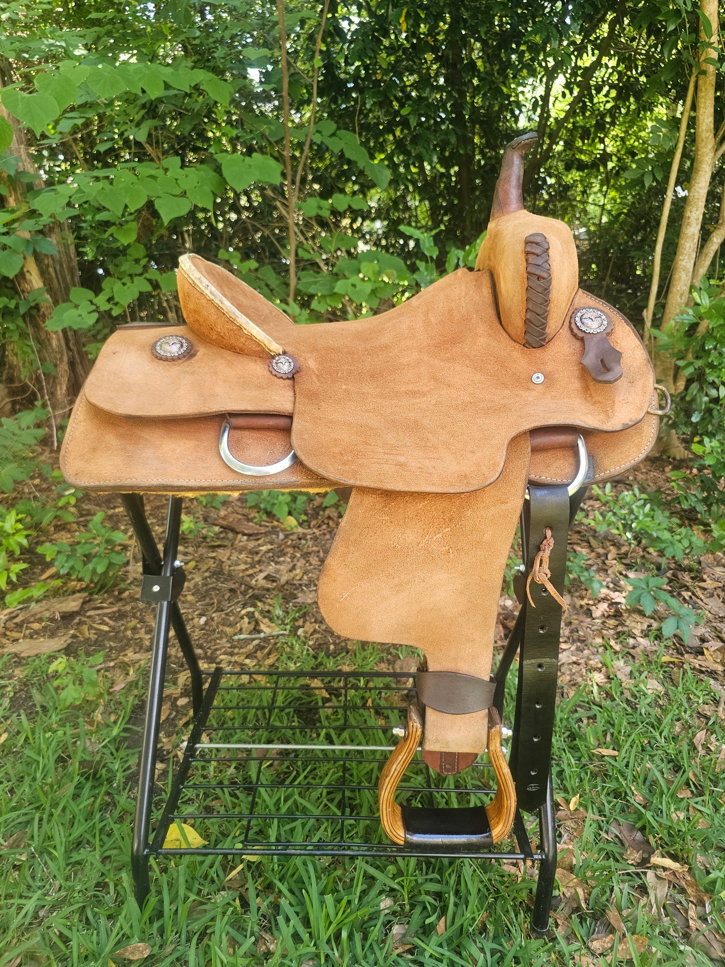 15.5" Cook Saddlery Cutting Saddle with Pencil Roll and Full Rough Out