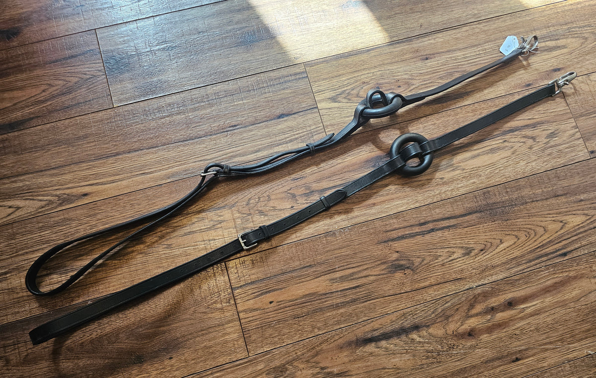 Black leather side reins used