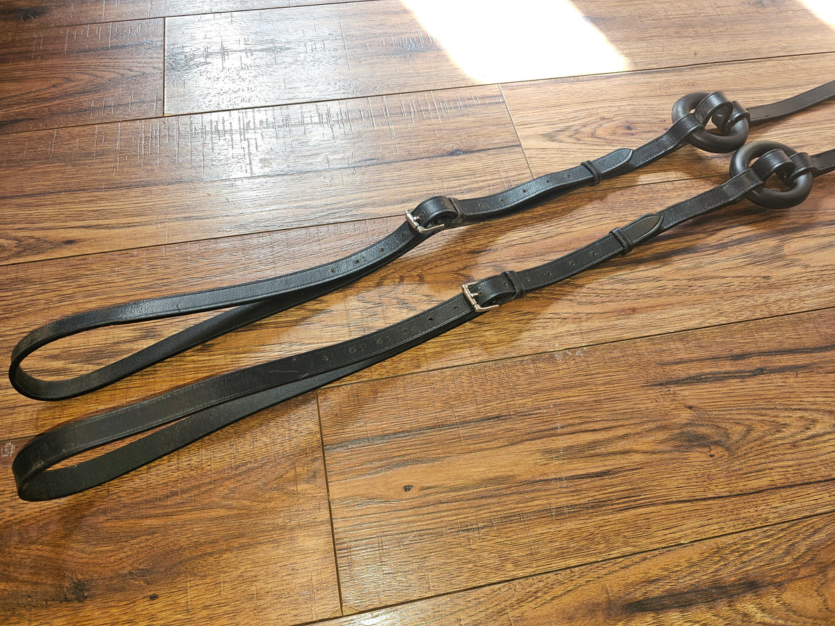 Black leather side reins used