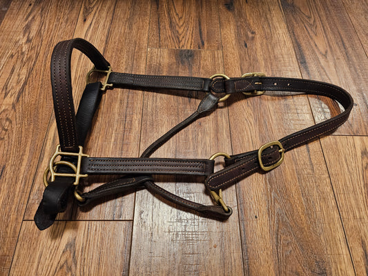 Triple stitched heavy duty leather halter