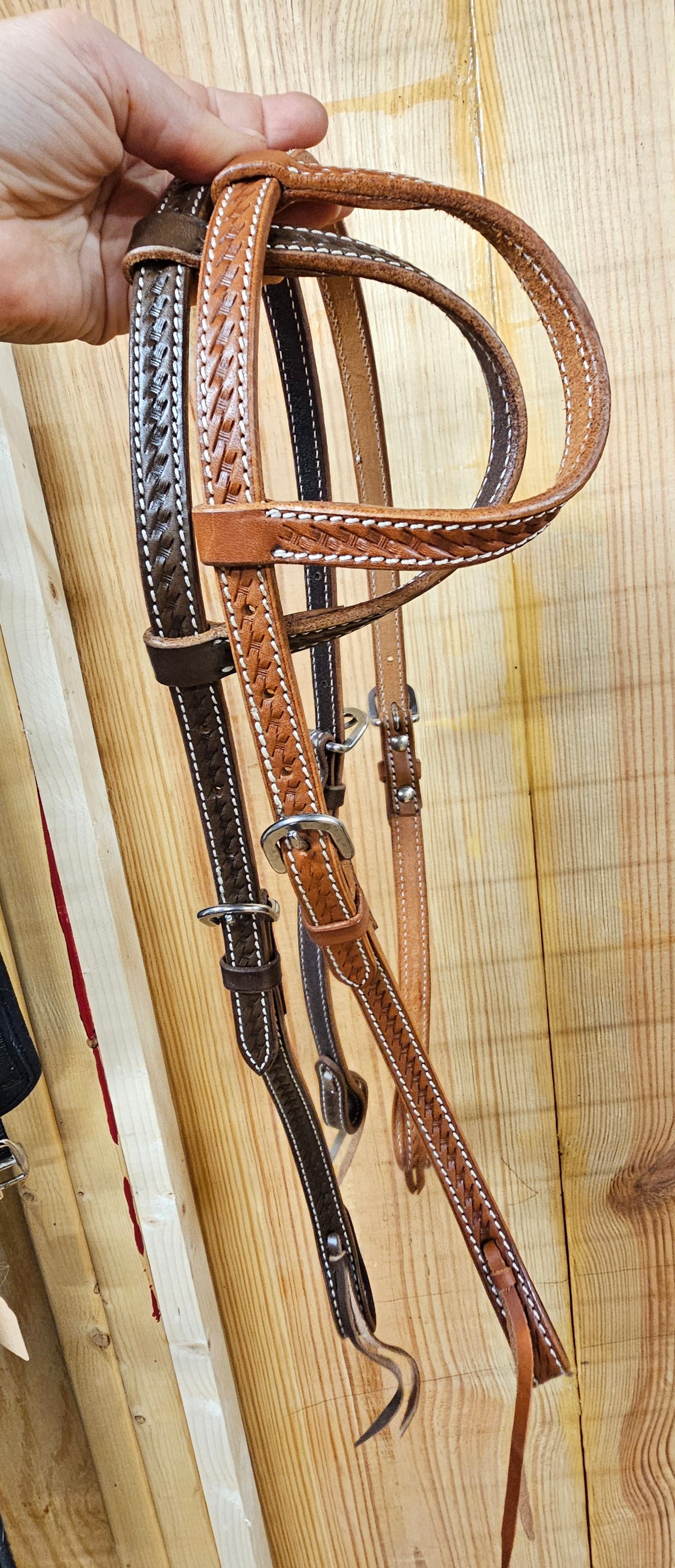 One ear headstall basketweave