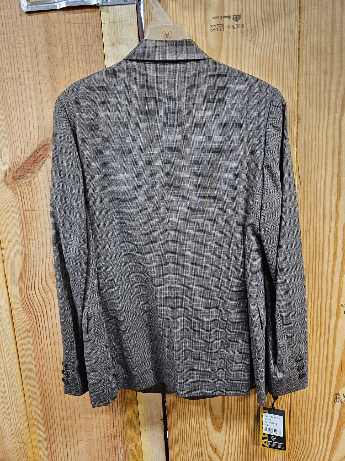 NWT Ariat Brown Plaid Trophy Coat Size 12R