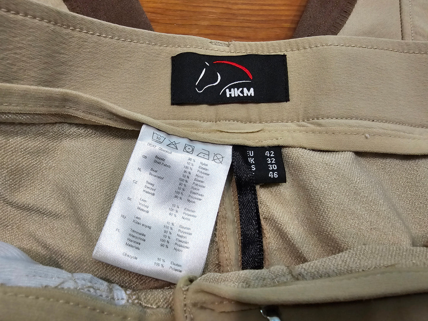 HKM Alos Hunter Tan Knee Patch Riding Breeches EU 42