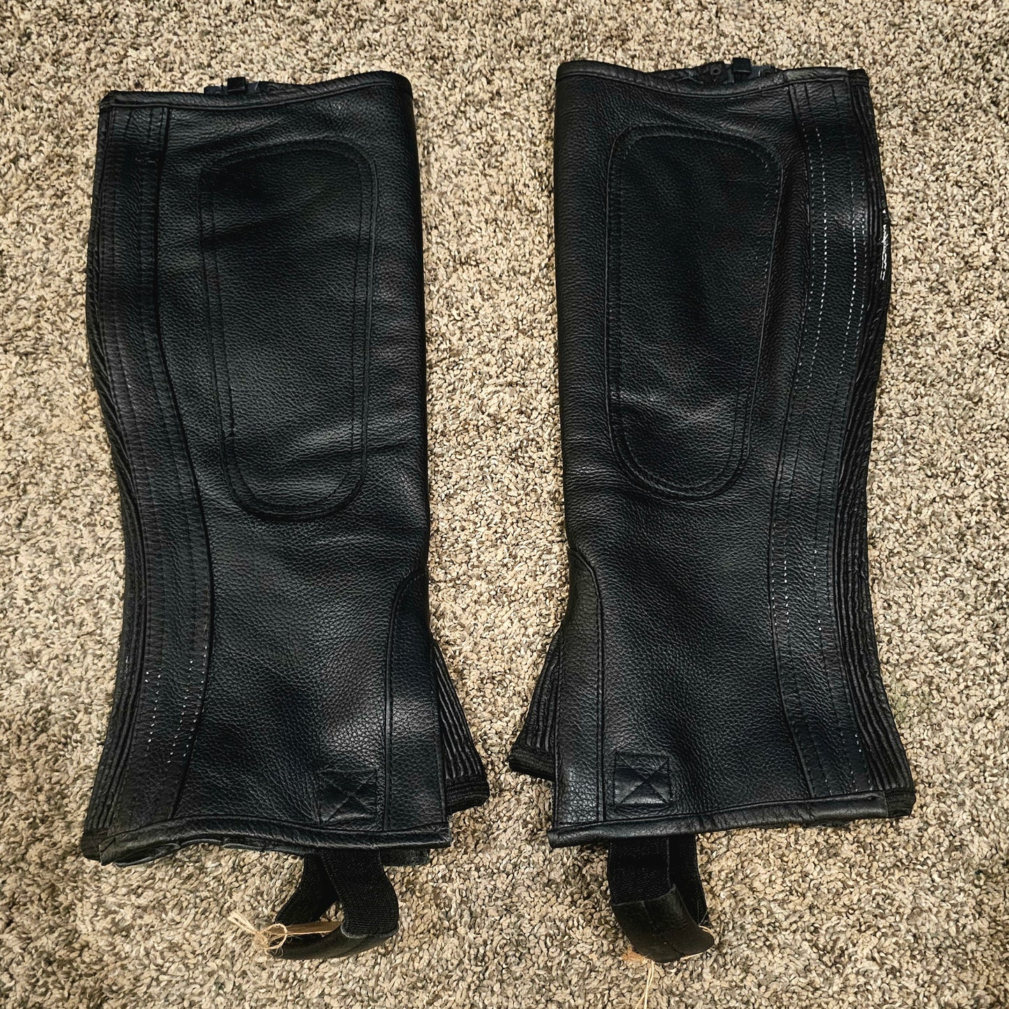 Black leather half chaps used
