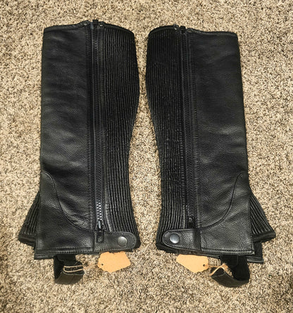 Black leather half chaps used