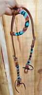 Beaded one ear headstall turquoise