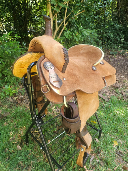 15.5" Cook Saddlery Cutting Saddle with Pencil Roll and Full Rough Out