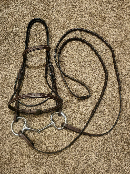 New Full Sized Fancy Stitched raised Hunter Bridle