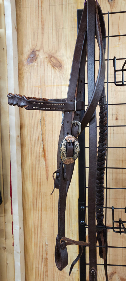 Braided browband headstall with matching reins