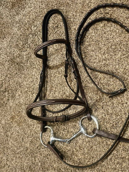 New Full Sized Fancy Stitched raised Hunter Bridle