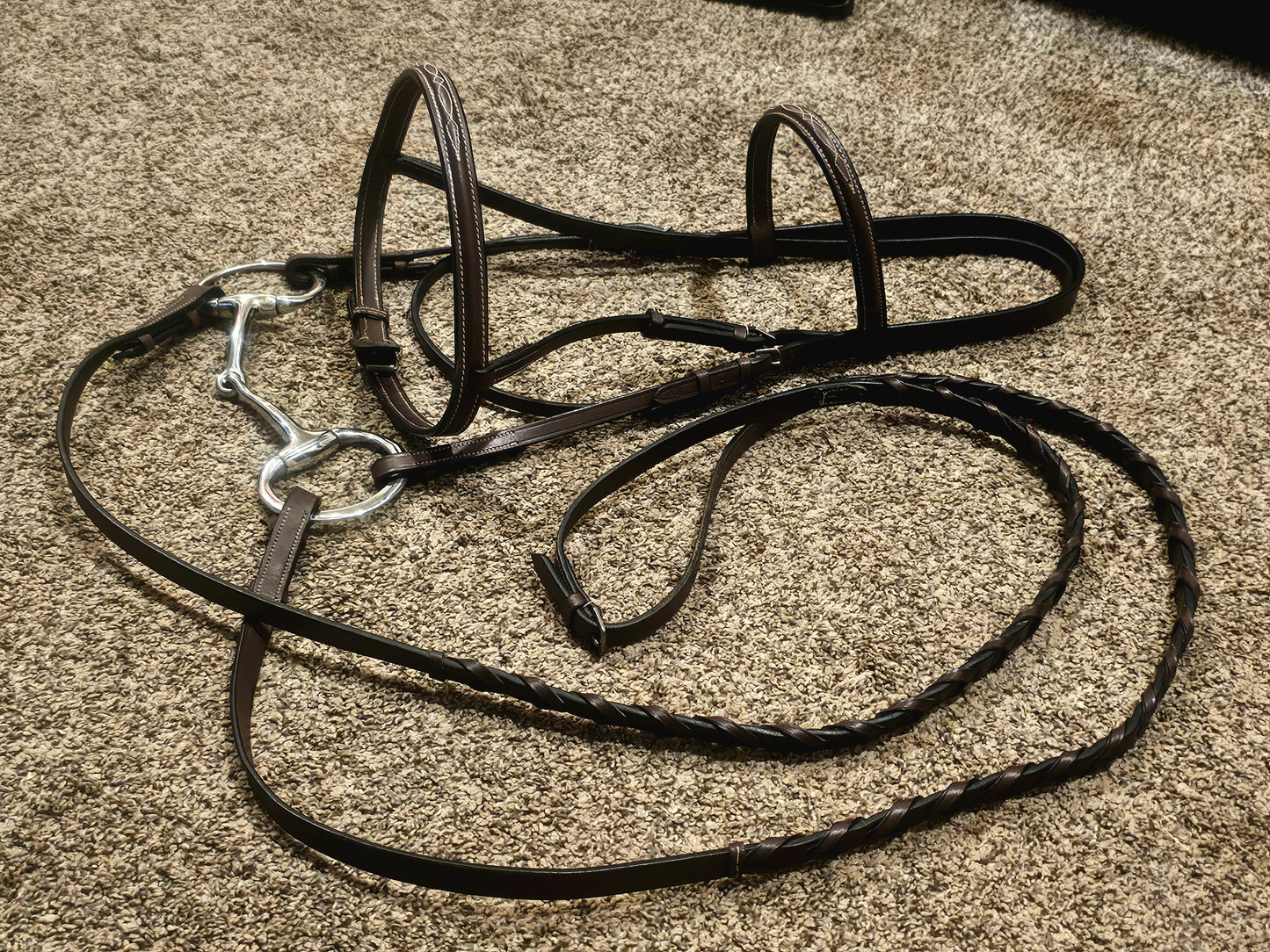 New Full Sized Fancy Stitched raised Hunter Bridle