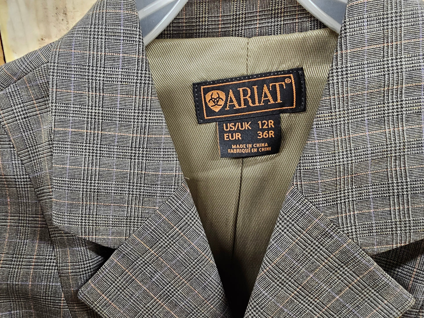 NWT Ariat Brown Plaid Trophy Coat Size 12R