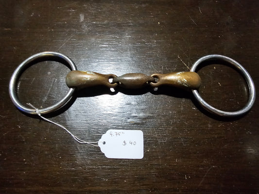 4.75" Double jointed o-ring snaffle with lozenge