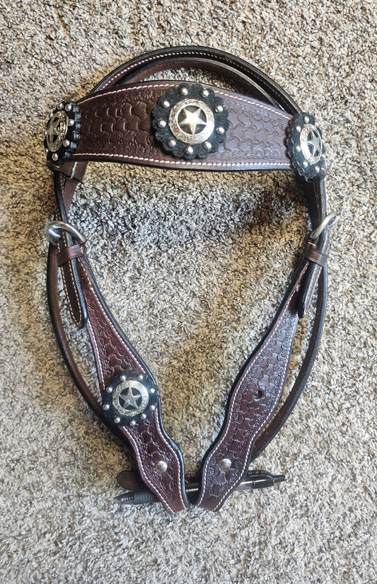 Western Browband Headstall with conchos used