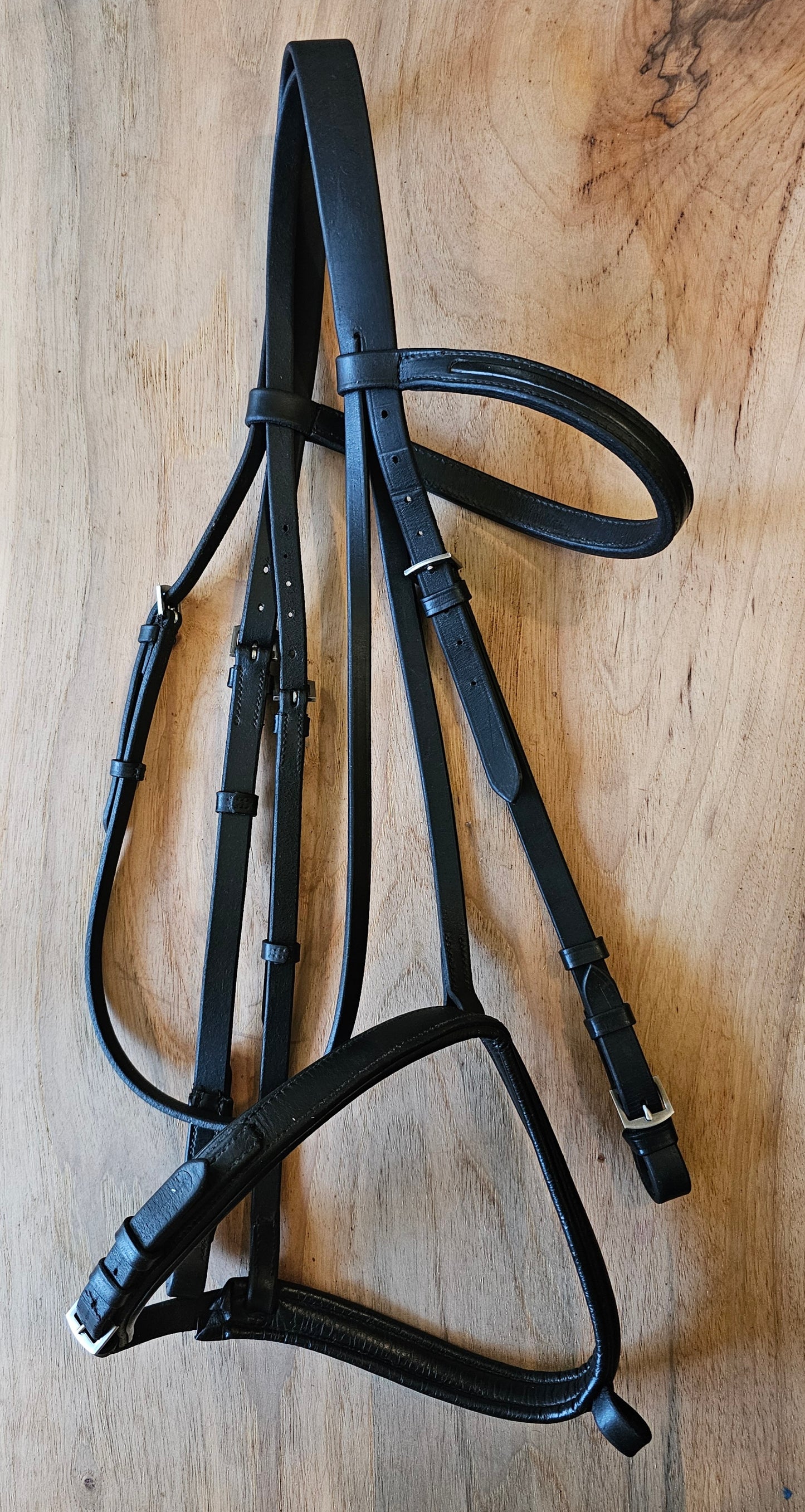 Dressage Bridle with padded noseband used