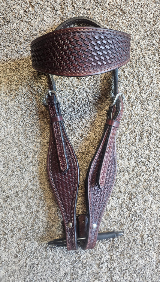 Western Browband Headstall basketweave like new