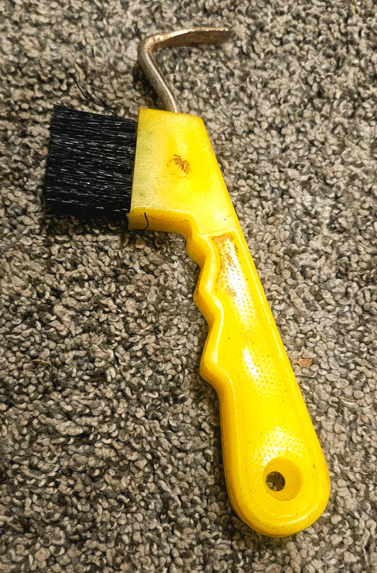 Hoof pick with brush