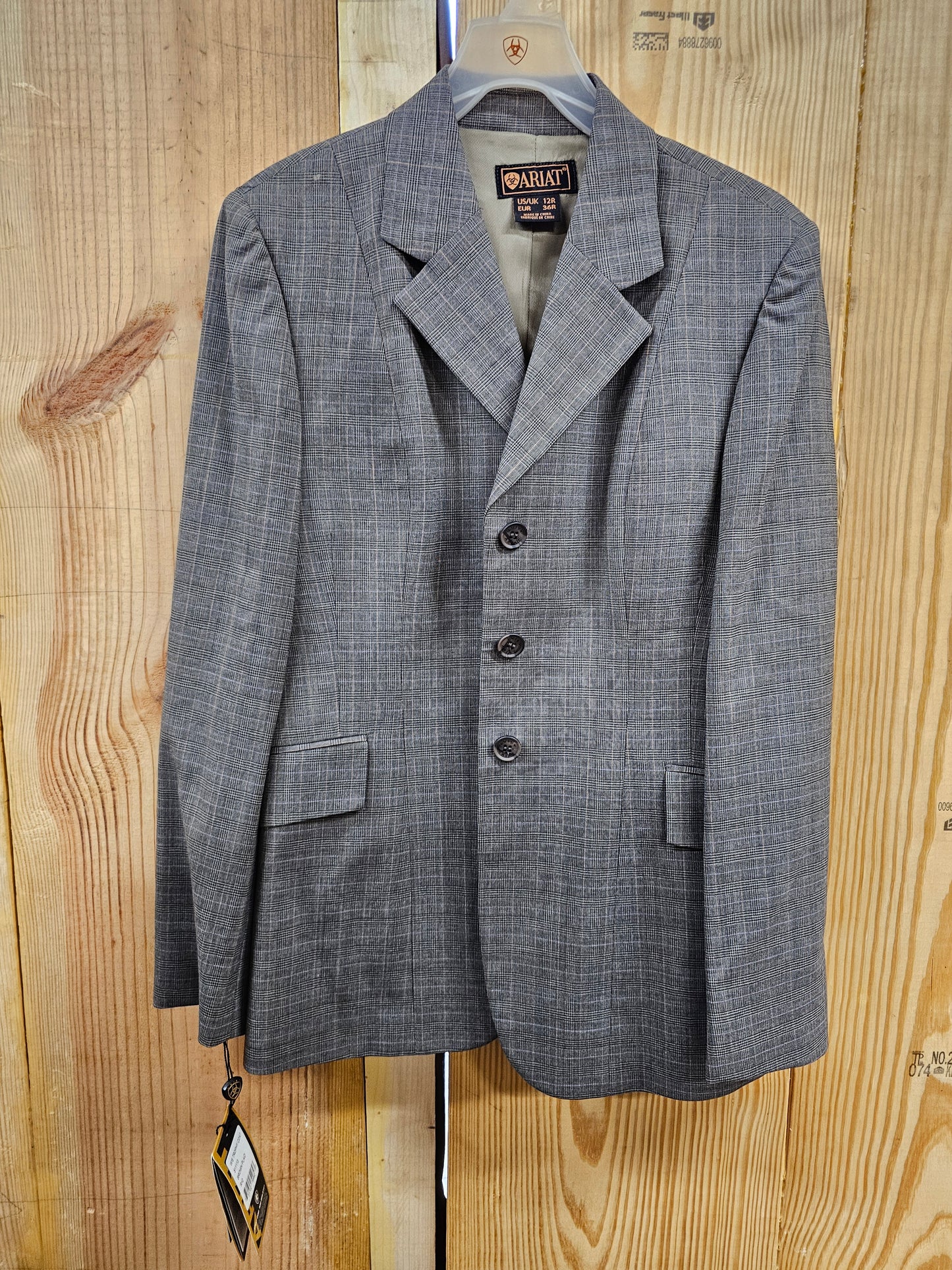 NWT Ariat Brown Plaid Trophy Coat Size 12R