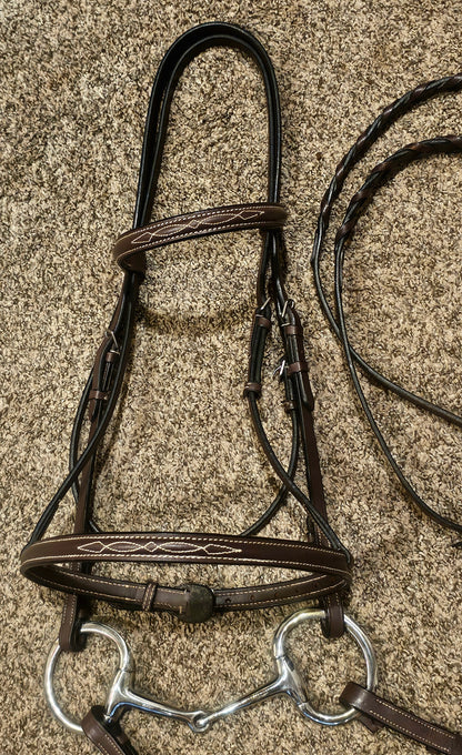 New Full Sized Fancy Stitched raised Hunter Bridle
